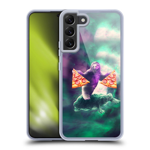 Random Galaxy Space Pizza Ride Sloth Riding Turtle Soft Gel Case for Samsung Galaxy S22+ 5G & MagSafe