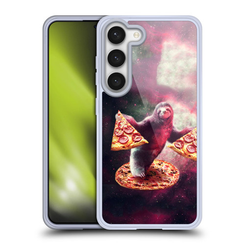 Random Galaxy Space Pizza Ride Galaxy Sloth Soft Gel Case for Samsung Galaxy S23 5G & MagSafe