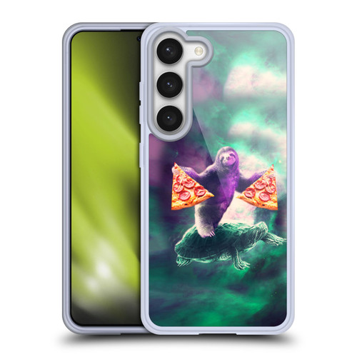Random Galaxy Space Pizza Ride Sloth Riding Turtle Soft Gel Case for Samsung Galaxy S23 5G & MagSafe
