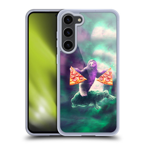 Random Galaxy Space Pizza Ride Sloth Riding Turtle Soft Gel Case for Samsung Galaxy S23+ 5G & MagSafe