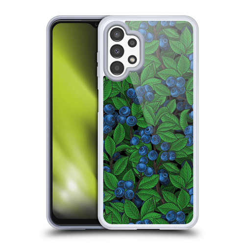 Katerina Kirilova Fruits & Foliage Patterns Blueberries Soft Gel Case for Samsung Galaxy A13 (2022)