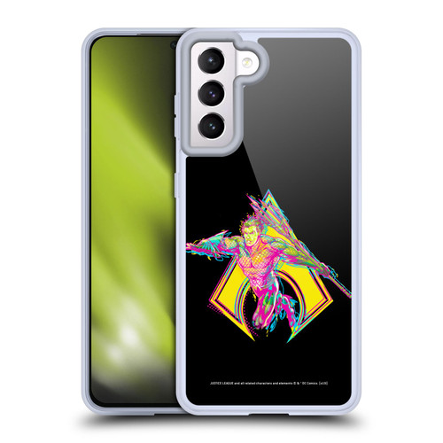 Justice League DC Comics Dark Electric Pop Icons Aquaman Soft Gel Case for Samsung Galaxy S21 5G & MagSafe