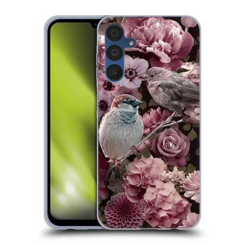 LebensArt Birds And Floral Sparrows In Blush Pink Soft Gel Case for Samsung Galaxy A15 & MagSafe