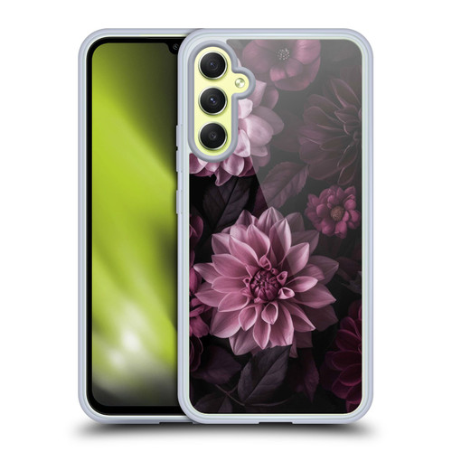 LebensArt Birds And Floral Dark Moody Dahlias And Peonies Soft Gel Case for Samsung Galaxy A34 5G