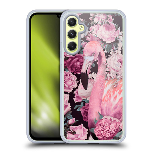 LebensArt Birds And Floral Flamingo And Roses Soft Gel Case for Samsung Galaxy A34 5G