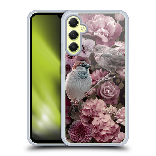 LebensArt Birds And Floral Sparrows In Blush Pink Soft Gel Case for Samsung Galaxy A34 5G