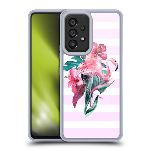 LebensArt Birds And Floral Flamingo Summer Vibe Pink Soft Gel Case for Samsung Galaxy A53 5G (2022)
