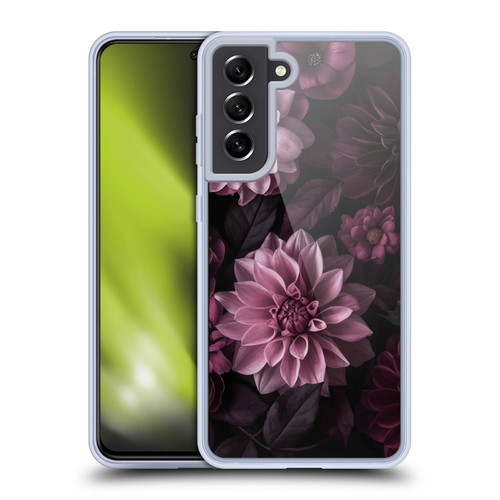LebensArt Birds And Floral Dark Moody Dahlias And Peonies Soft Gel Case for Samsung Galaxy S21 FE 5G & MagSafe