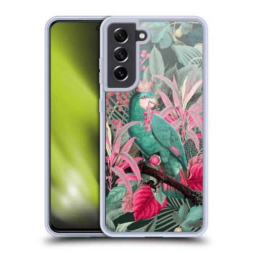 LebensArt Birds And Floral Parrot King Soft Gel Case for Samsung Galaxy S21 FE 5G & MagSafe