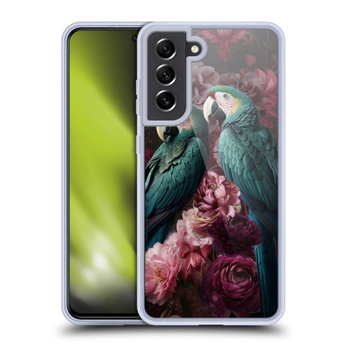 LebensArt Birds And Floral Parrots Neo Kitsch Soft Gel Case for Samsung Galaxy S21 FE 5G & MagSafe