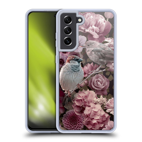 LebensArt Birds And Floral Sparrows In Blush Pink Soft Gel Case for Samsung Galaxy S21 FE 5G & MagSafe