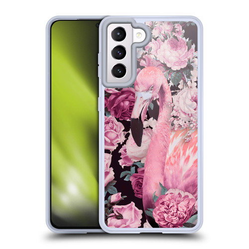 LebensArt Birds And Floral Flamingo And Roses Soft Gel Case for Samsung Galaxy S21 5G & MagSafe