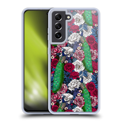 Katerina Kirilova Graphics Peacocks And Roses Soft Gel Case for Samsung Galaxy S21 FE 5G & MagSafe