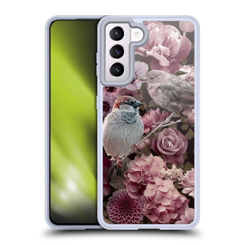 LebensArt Birds And Floral Sparrows In Blush Pink Soft Gel Case for Samsung Galaxy S21 5G & MagSafe
