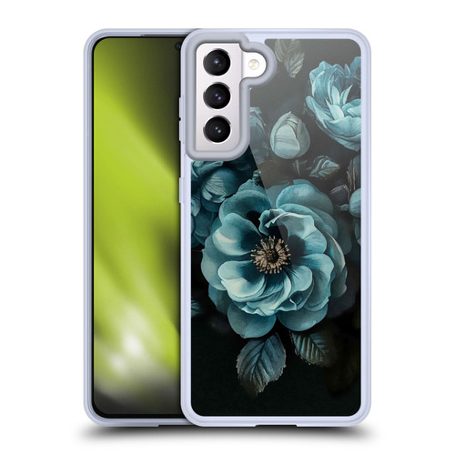 LebensArt Birds And Floral Watercolor Blooms Teal Soft Gel Case for Samsung Galaxy S21 5G & MagSafe