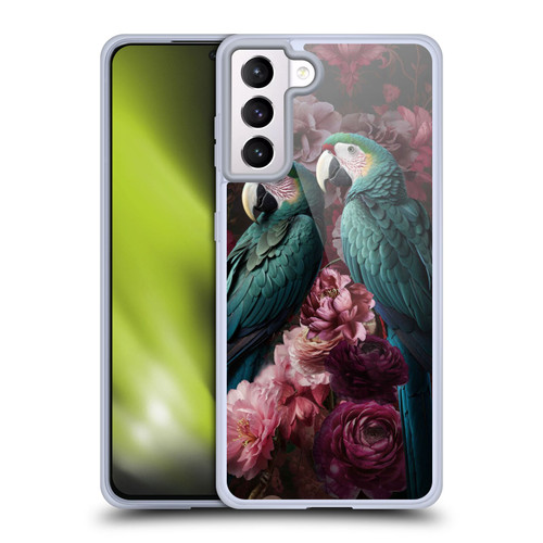 LebensArt Birds And Floral Parrots Neo Kitsch Soft Gel Case for Samsung Galaxy S21+ 5G & MagSafe