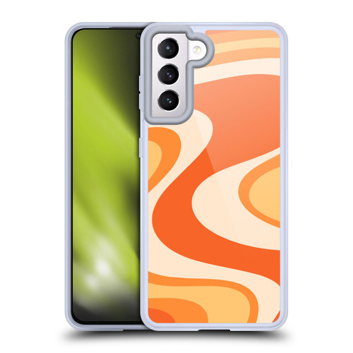 Kierkegaard Design Studio Retro Abstract Patterns Tangerine Wave Machine Soft Gel Case for Samsung Galaxy S21 5G & MagSafe