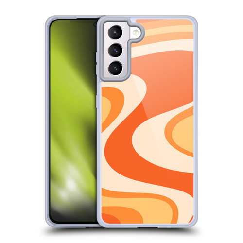 Kierkegaard Design Studio Retro Abstract Patterns Tangerine Wave Machine Soft Gel Case for Samsung Galaxy S21+ 5G & MagSafe
