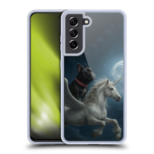 Klaudia Senator French Bulldog Unicorn Night Soft Gel Case for Samsung Galaxy S21 FE 5G & MagSafe