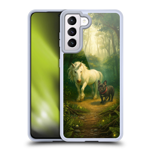 Klaudia Senator French Bulldog Unicorn Forest Soft Gel Case for Samsung Galaxy S21 5G & MagSafe