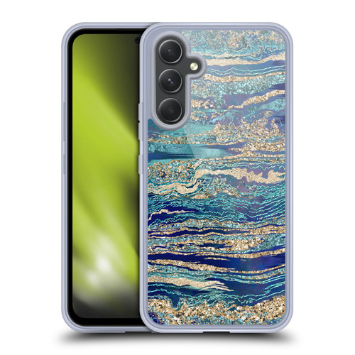 LebensArt Gemstone Marble Mineral Blue Gem Soft Gel Case for Samsung Galaxy A54 5G