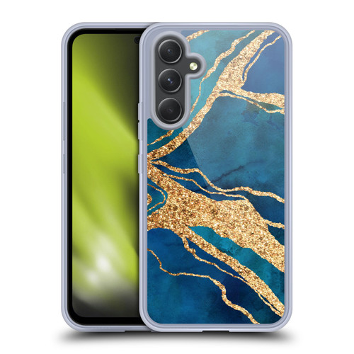 LebensArt Gemstone Marble Royal Blue And Gold Soft Gel Case for Samsung Galaxy A54 5G