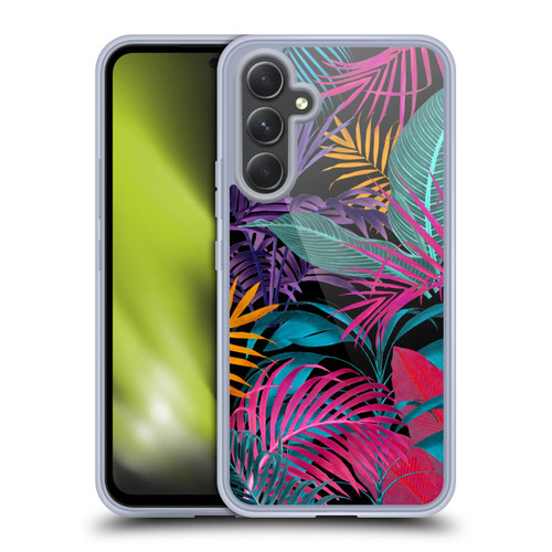 LebensArt Jungle Plants And Animals Palm Leaves Black Soft Gel Case for Samsung Galaxy A54 5G