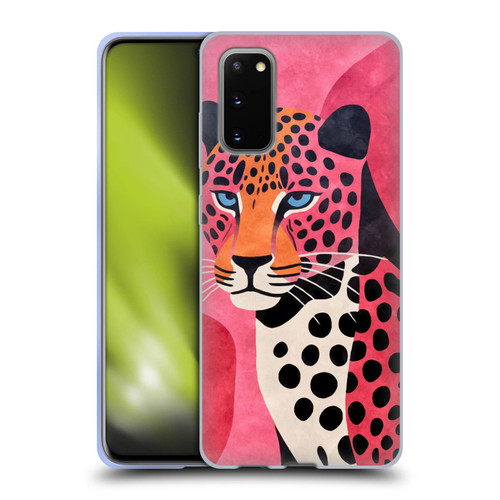 LebensArt Jungle Plants And Animals Cheetah Pink Watercolor Soft Gel Case for Samsung Galaxy S20 / S20 5G