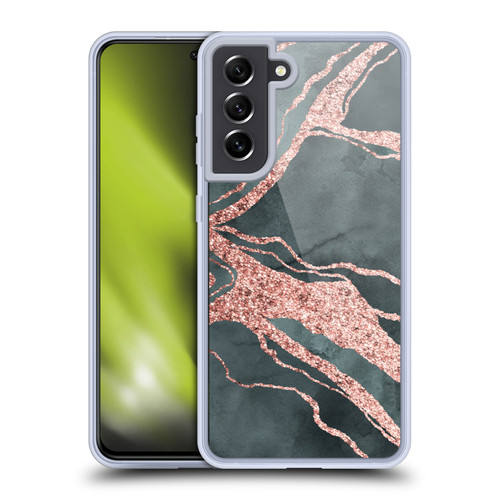 LebensArt Gemstone Marble Rose Gold Ripple Soft Gel Case for Samsung Galaxy S21 FE 5G & MagSafe