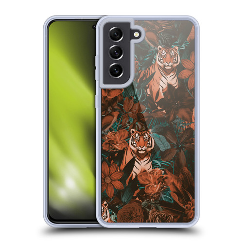 LebensArt Jungle Plants And Animals Fancy Opulence Tiger Soft Gel Case for Samsung Galaxy S21 FE 5G & MagSafe