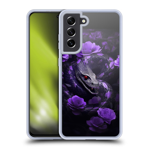 LebensArt Jungle Plants And Animals Snake Purple Soft Gel Case for Samsung Galaxy S21 FE 5G & MagSafe