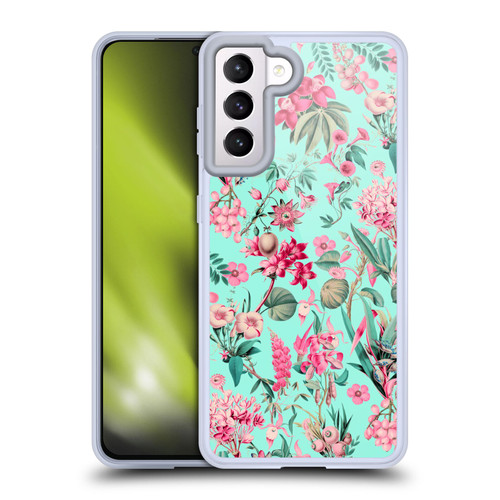 LebensArt Jungle Plants And Animals Aqua Soft Gel Case for Samsung Galaxy S21 5G & MagSafe