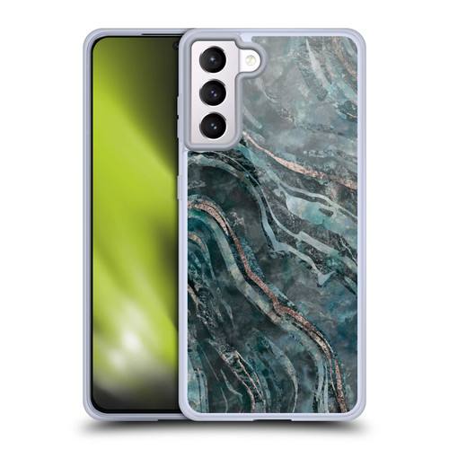 LebensArt Gemstone Marble Dark Teal Glamour Soft Gel Case for Samsung Galaxy S21+ 5G & MagSafe