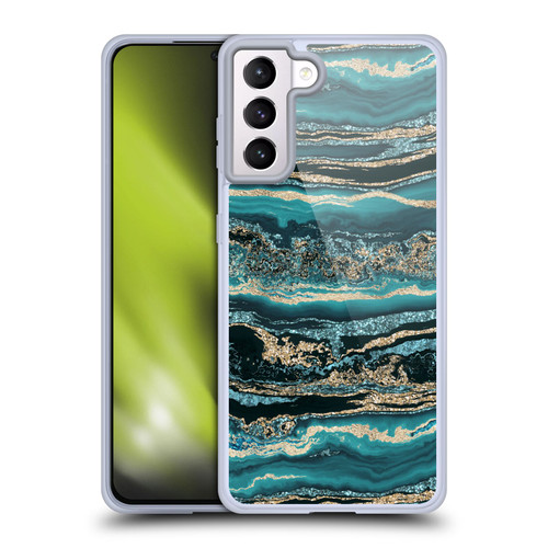 LebensArt Gemstone Marble Luxury Turquoise Soft Gel Case for Samsung Galaxy S21+ 5G & MagSafe