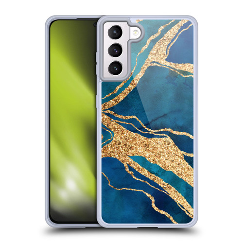 LebensArt Gemstone Marble Royal Blue And Gold Soft Gel Case for Samsung Galaxy S21+ 5G & MagSafe
