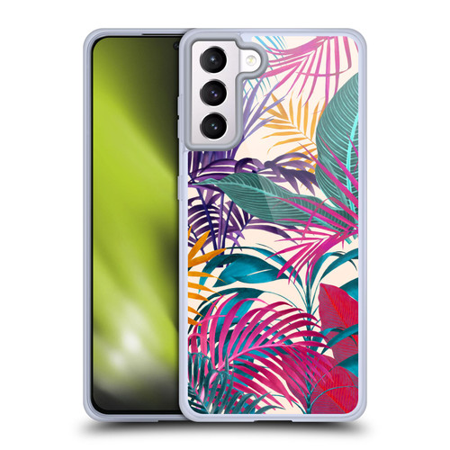 LebensArt Jungle Plants And Animals Palm Leaves Cream Soft Gel Case for Samsung Galaxy S21+ 5G & MagSafe