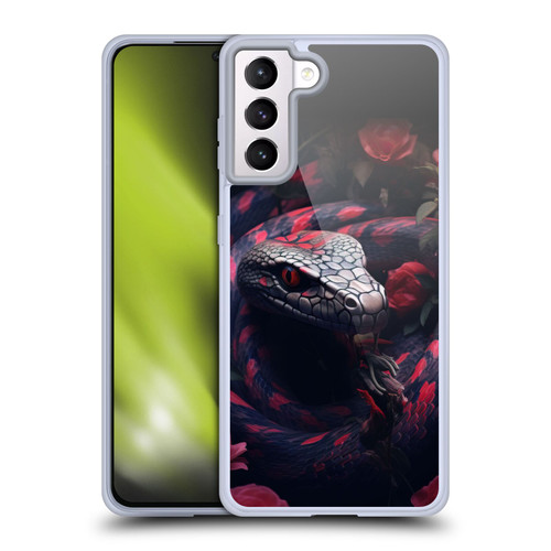 LebensArt Jungle Plants And Animals Snake Red Soft Gel Case for Samsung Galaxy S21+ 5G & MagSafe
