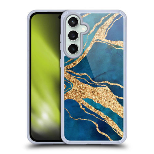 LebensArt Gemstone Marble Royal Blue And Gold Soft Gel Case for Samsung Galaxy S23 FE 5G & MagSafe
