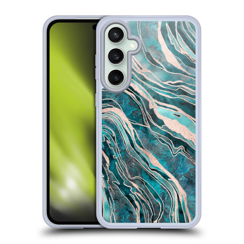 LebensArt Gemstone Marble Teal And Rosegold Soft Gel Case for Samsung Galaxy S23 FE 5G & MagSafe