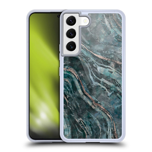 LebensArt Gemstone Marble Dark Teal Glamour Soft Gel Case for Samsung Galaxy S22 5G & MagSafe
