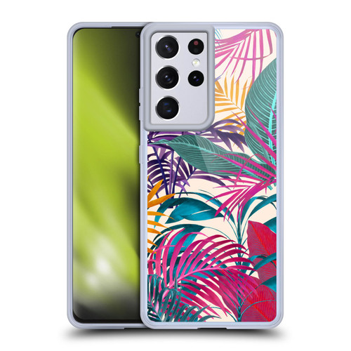 LebensArt Jungle Plants And Animals Palm Leaves Cream Soft Gel Case for Samsung Galaxy S21 Ultra 5G & MagSafe