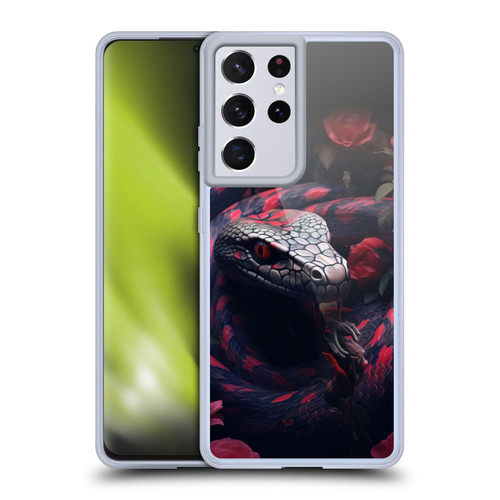 LebensArt Jungle Plants And Animals Snake Red Soft Gel Case for Samsung Galaxy S21 Ultra 5G & MagSafe