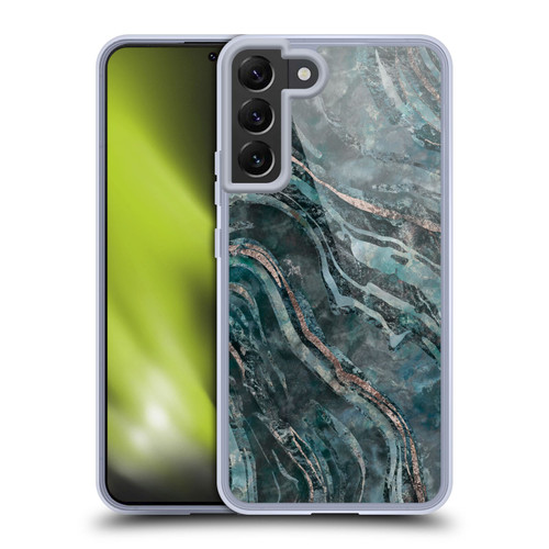LebensArt Gemstone Marble Dark Teal Glamour Soft Gel Case for Samsung Galaxy S22+ 5G & MagSafe