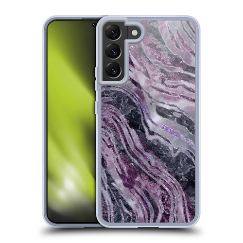 LebensArt Gemstone Marble Elegant Purple Soft Gel Case for Samsung Galaxy S22+ 5G & MagSafe