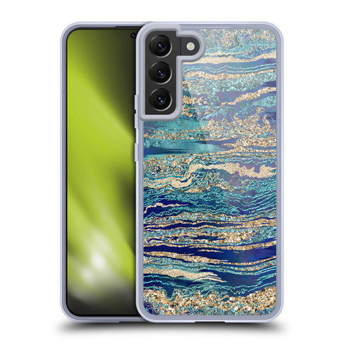 LebensArt Gemstone Marble Mineral Blue Gem Soft Gel Case for Samsung Galaxy S22+ 5G & MagSafe