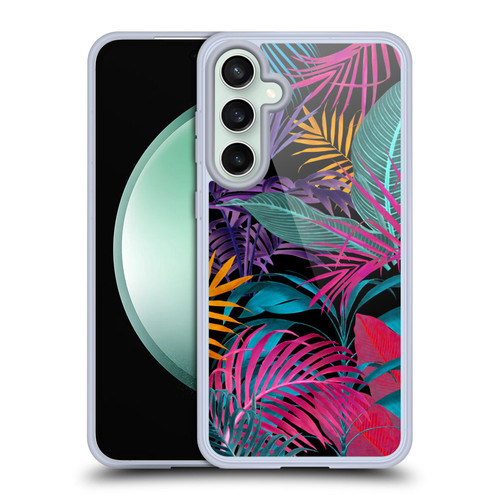LebensArt Jungle Plants And Animals Palm Leaves Black Soft Gel Case for Samsung Galaxy S23 FE 5G & MagSafe
