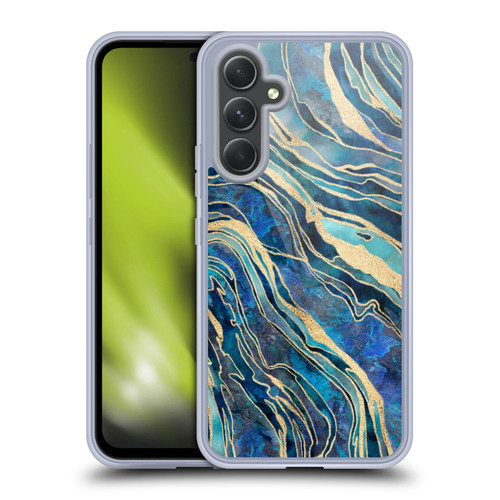LebensArt Geo Liquid Marble Shimmer Blue Soft Gel Case for Samsung Galaxy A54 5G