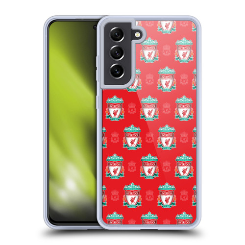 Liverpool Football Club Crest & Liver Bird Patterns Full Colour Soft Gel Case for Samsung Galaxy S21 FE 5G & MagSafe