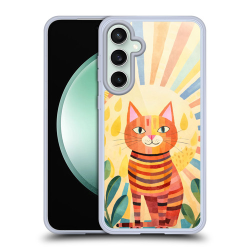 LebensArt Mix Art Stripes Whimsy Cat Soft Gel Case for Samsung Galaxy S23 FE 5G & MagSafe