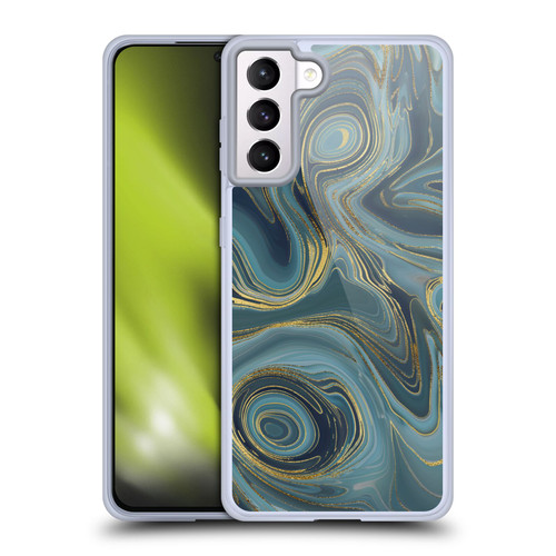 LebensArt Geo Liquid Marble Cool Tone Geode Soft Gel Case for Samsung Galaxy S21+ 5G & MagSafe
